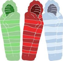 flat color illustration of a cartoon sleeping bags vector