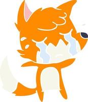 crying fox flat color style cartoon vector