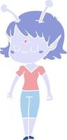 flat color style cartoon alien girl vector