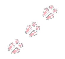 Rabbit or hare footprint trail. Easter bunny foot prints. Rabbit paw steps on snow. Hare steps track. Vector illustration isolated on white background in flat style