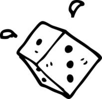 line drawing cartoon rolling dice vector