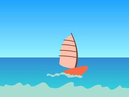 flat design sailboat on the sea vector illustration