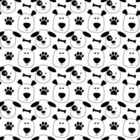 Cute seamless pattern with puppies, bones, paws in doodle style. Hand drawn background with dogs for kids, print, fabric. vector