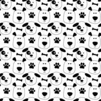 Cute seamless pattern with puppies, bones, paws in doodle style. Hand drawn background with dogs for kids, print, fabric. vector