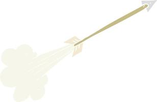 flat color illustration of a cartoon flying arrow vector