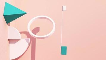 Minimal abstract geometric background with direct sunlight in shades of pastel color. Showcase scene with empty podium for product presentation 3d rendering animation loop video