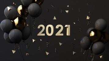 Texte 2022 sur fond violet et rose des tendances de couleur qui évoluent entre 2021 et 2022, avec des ballons tournant lentement à côté. Animation de rendu 3D video