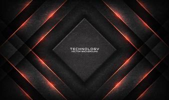 3D gray rough grunge technology abstract background overlap layer on dark space with orange light effect. Modern graphic design element cutout style concept for banner, flyer, card, or brochure cover vector