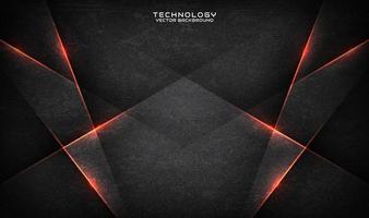 3D gray rough grunge technology abstract background overlap layer on dark space with orange light effect. Modern graphic design element cutout style concept for banner, flyer, card, or brochure cover vector