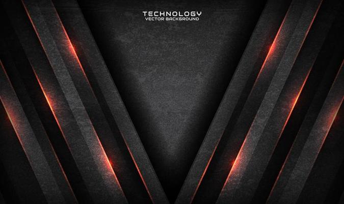3D gray rough grunge technology abstract background overlap layer on dark space with orange light effect. Modern graphic design element cutout style concept for banner, flyer, card, or brochure cover