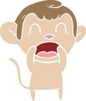 shouting flat color style cartoon monkey vector