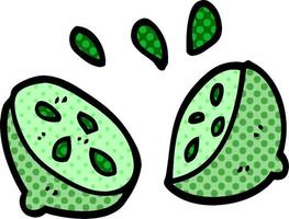 cartoon doodle of a halved lime vector