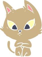 confused flat color style cartoon cat vector