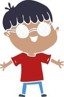 flat color style cartoon boy wearing spectacles vector