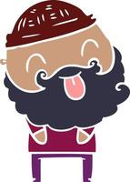 hombre con barba sacando la lengua vector