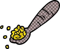 cartoon doodle spoon of cereal vector