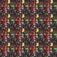 Seamless christmas pattern. New year background. Doodle illustration with christmas and new year icons vector