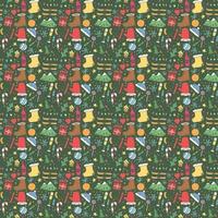 Seamless christmas pattern. New year background. Doodle illustration with christmas and new year icons vector