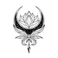 monochrome floral lotus logo design for tattoo corporate or company vector