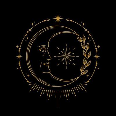 celestial moon with ornaments logo design 12148963 Vector Art at