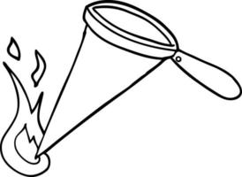 line drawing cartoon magnifying glass vector