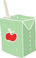 caja de jugo de manzana de dibujos animados de estilo de color plano vector