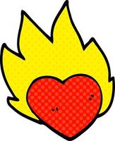 cartoon doodle flaming heart vector