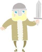 flat color illustration of a cartoon saxon warrior vector