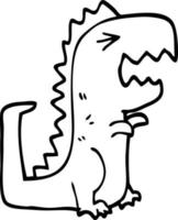 line drawing cartoon roaring t rex vector