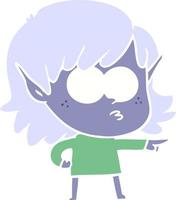 flat color style cartoon elf girl pointing vector