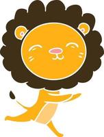 flat color style cartoon running lion vector