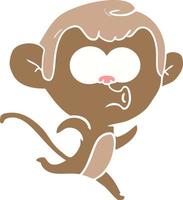 flat color style cartoon surprised monkey vector