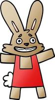 cartoon doodle scared looking rabbit vector