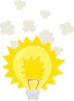 flat color illustration of a cartoon light bulb shining vector