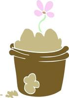 cartoon doodle flower pot vector