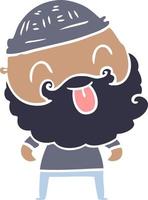 man with beard sticking out tongue vector