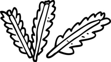 line drawing cartoon scattered leaves vector