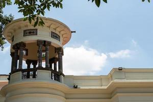 looked on the roof of a house, with columns in quarry and stained glass photo