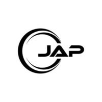 JAP letter logo design with black background in illustrator. Vector logo, calligraphy designs for logo, Poster, Invitation, etc.