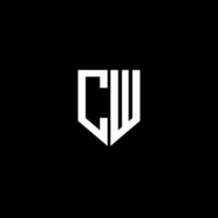 CW letter logo design with black background in illustrator. Vector logo, calligraphy designs for logo, Poster, Invitation, etc.