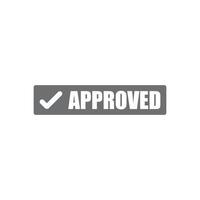 eps10 grey vector approved button with checkmark icon isolated on white background. approved stamp or seal symbol in a simple flat trendy modern style for your website design, logo, and mobile app