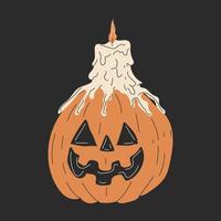 Halloween pumpkin with candle. Vector in cartoon style. All elements are isolated