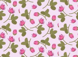 Seamless pattern with red clovers. Design with wildflowers in cartoon style. vector