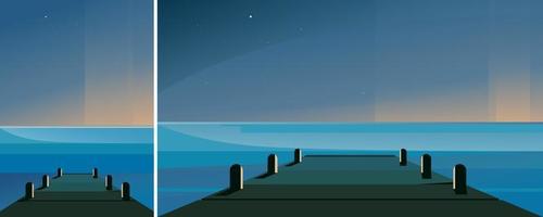 Sea pier in the night. Natural scenery in different formats. vector