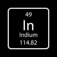 Indium symbol. Chemical element of the periodic table. Vector illustration.