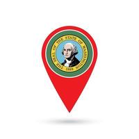 Map pointer with flag of Washington. Vector illustration.