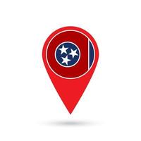 Map pointer with flag of Tennessee. Vector illustration.