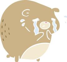 oso llorando de dibujos animados de estilo de color plano vector