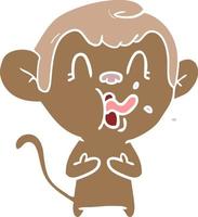 crazy flat color style cartoon monkey vector