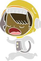 flat color style cartoon astronaut woman running vector